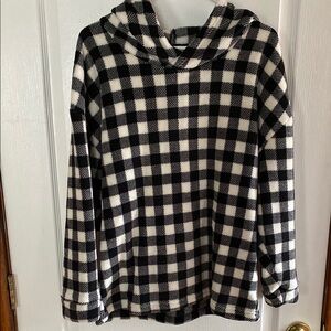 Vera Bradley Black and White Plaid Hoodie, size large, super soft, EUC